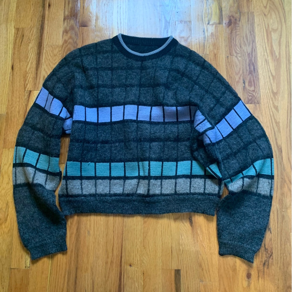 Gray patchwork sweater size M/L - image 1